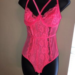Neon pink lingerie teddy